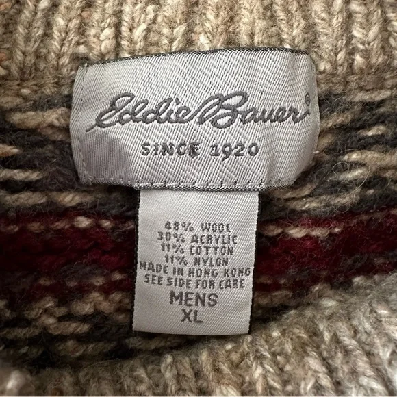 Eddie Bauer wool blend ski winter pullover sweater‎ men’s size XL - Picture 3 of 8